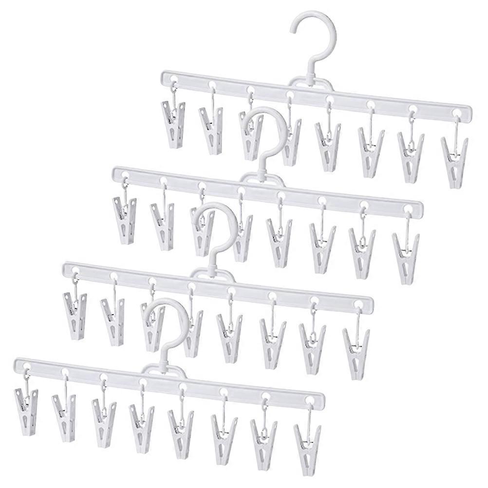 Laundry Drying Rack with Clips Clothes Hanger for Socks 4Pcs Portable Set