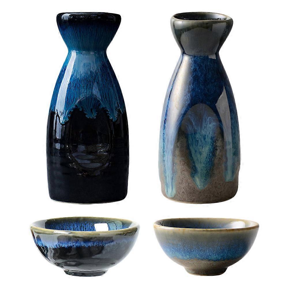 Retro Ceramic Sake Pot Set for Drinking Including 1Set Assorted Color Cups