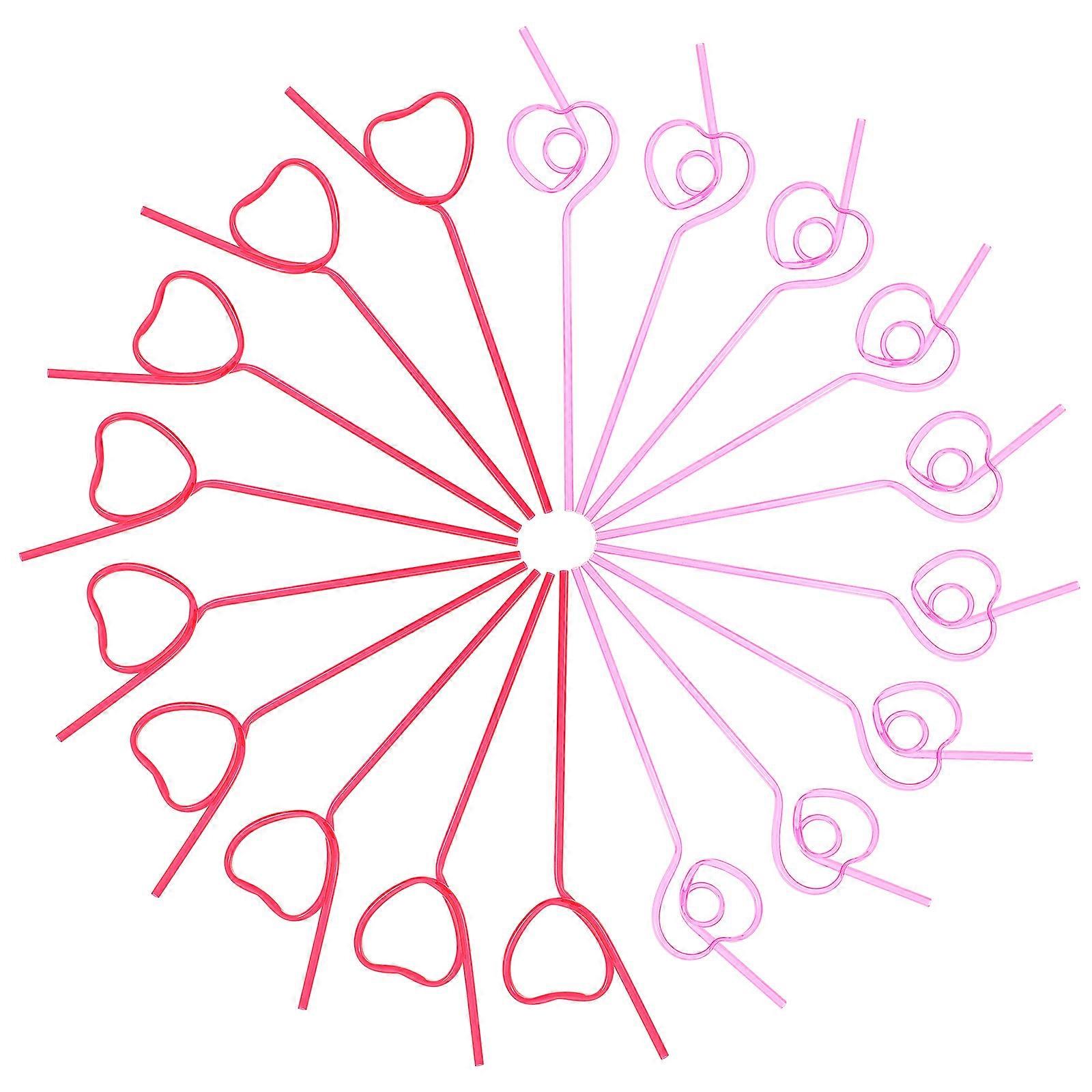 Valentines Heart Shape Straws Reusable for Drinking 40Pcs