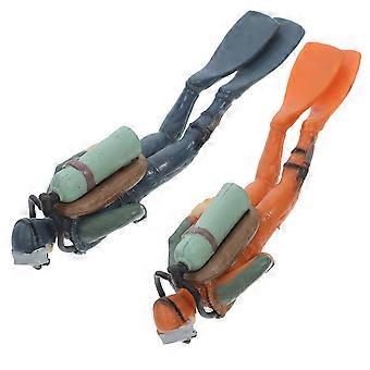 Fish Tank Ornament Plastic Diver Figurine for Decoration 4Pcs Set