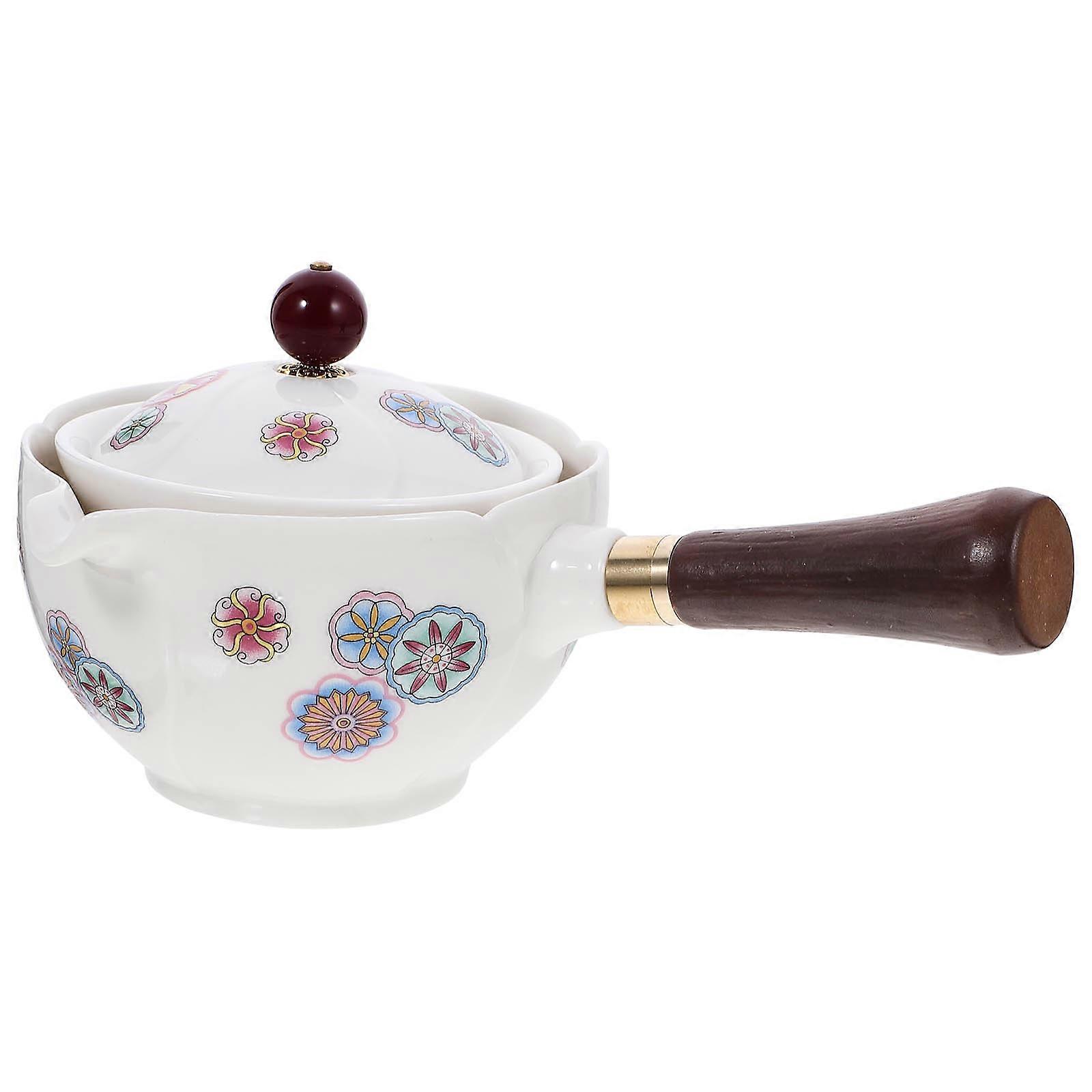 Side Handle Ceramic Tea Pot for Portable Use Practical Design