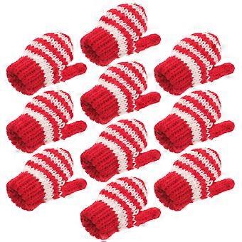 Lot de 10 gants miniatures pour poupées, décorations de Noël, gants tricotés