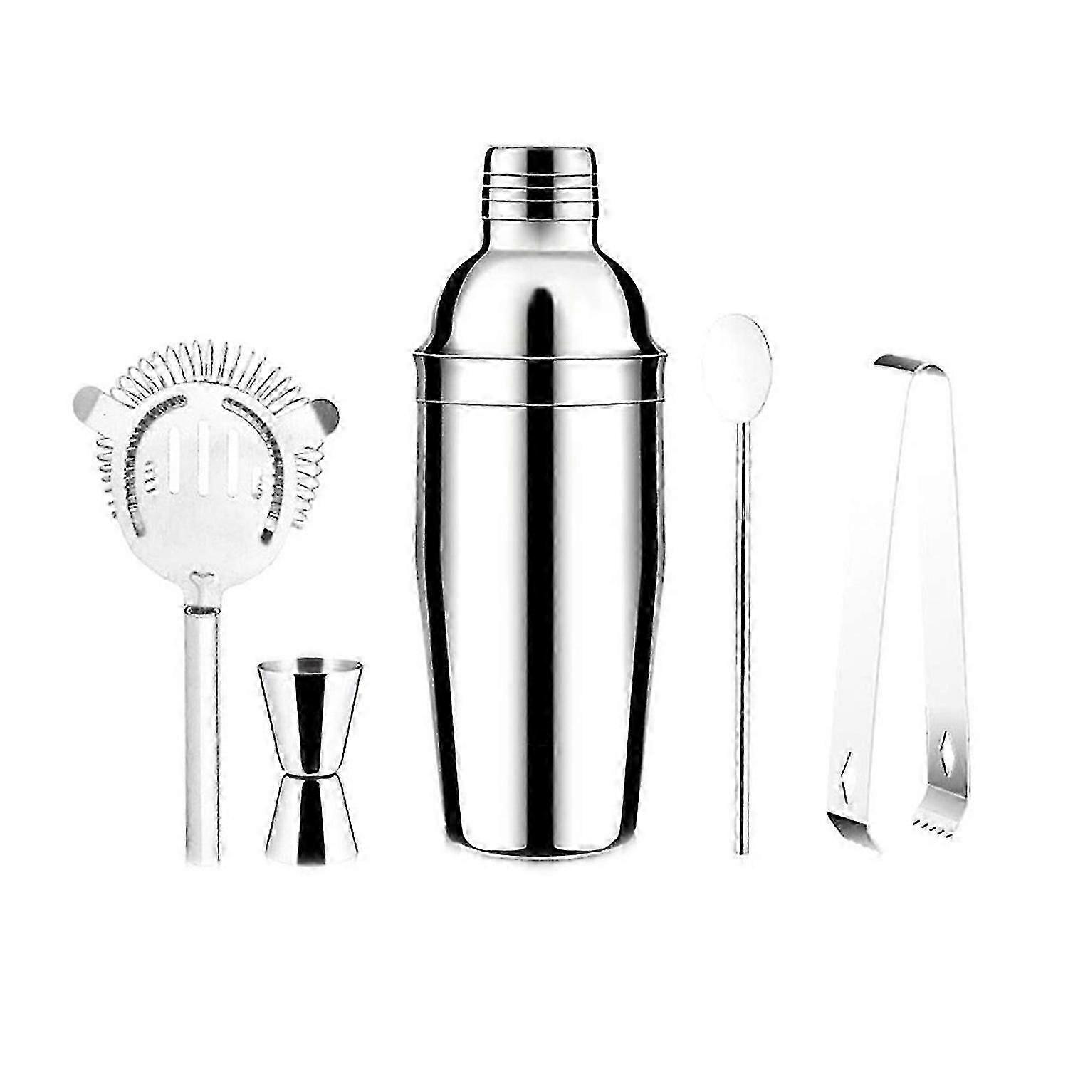 5-Piece Bar Tools Set with Shaker Jigger Strainer Muddler