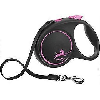 Flexi Roll Line Black Design Tape Pink M 5m for Dogs Up to 25 kg