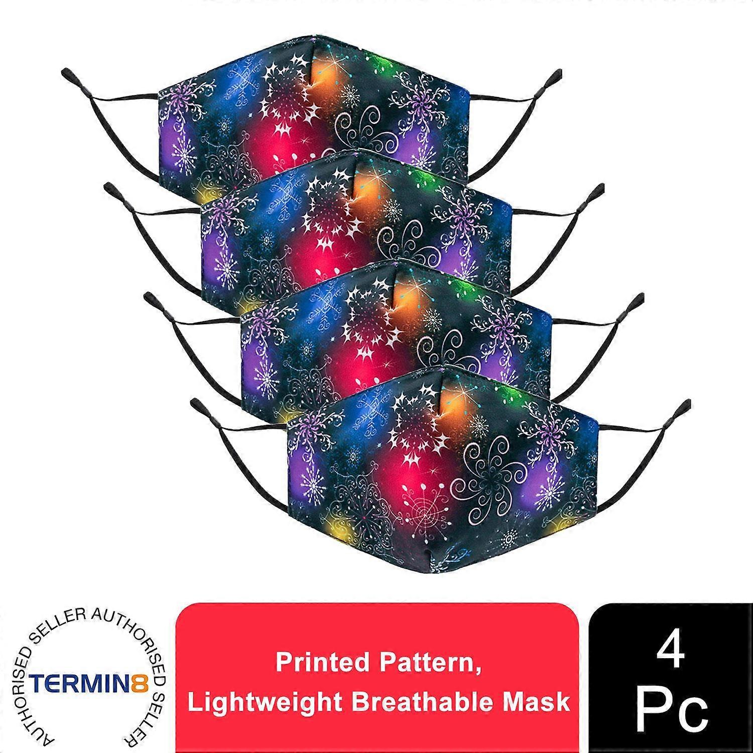 4x Termin8 Printed Pattern, Lightweight Breathable Mask, Design 1
