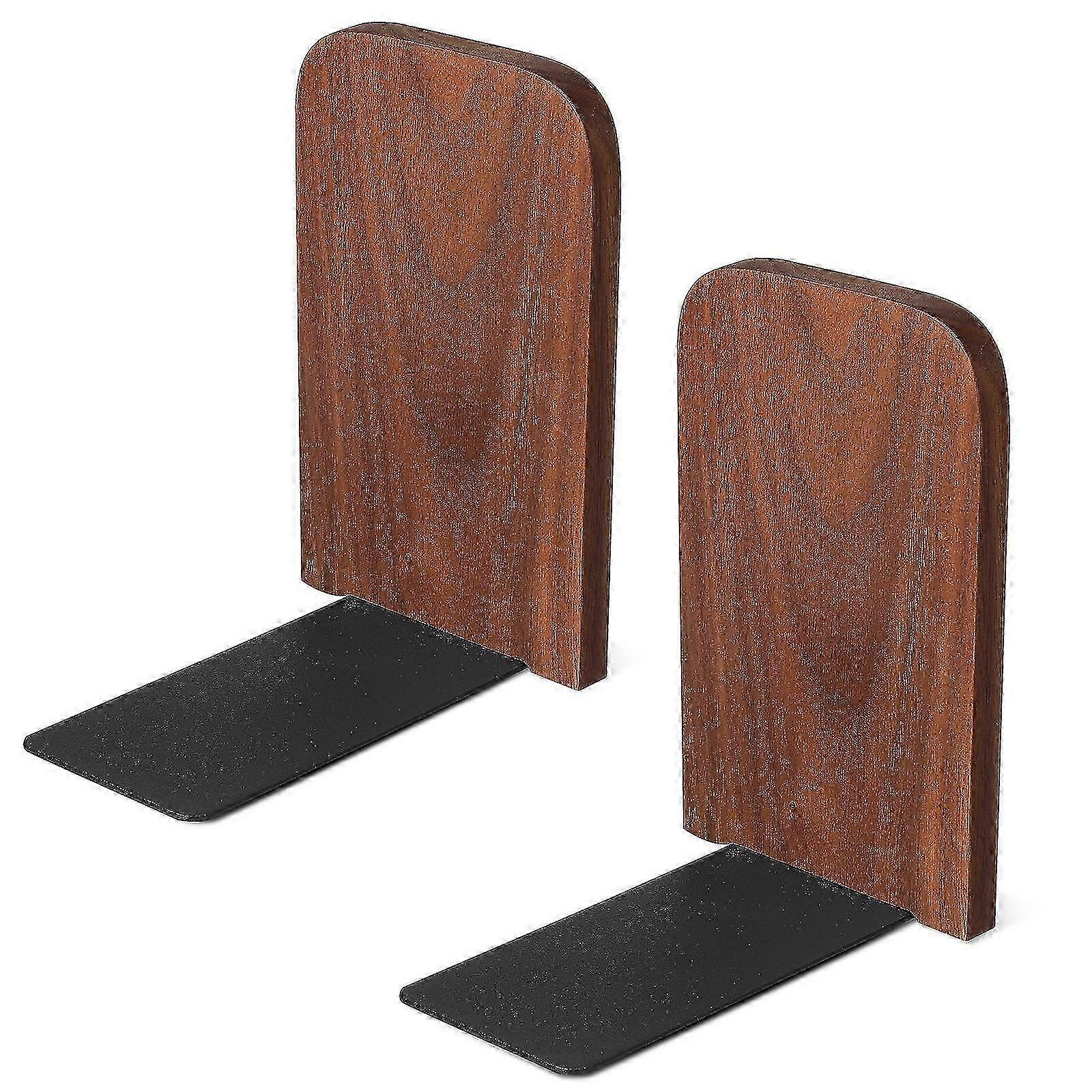 Decorative Bookends For Shelf Support In Study Area Dark Brown Rectangular Design 2Pcs