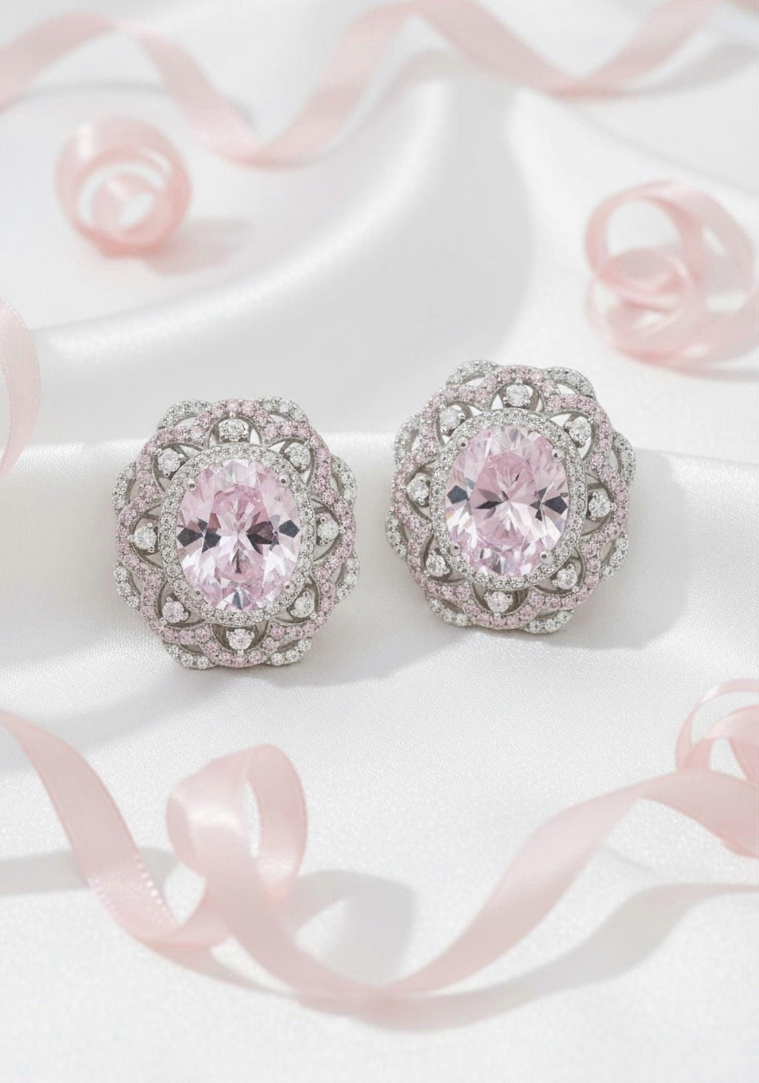 Palais Stud Earrings Morganite Silver