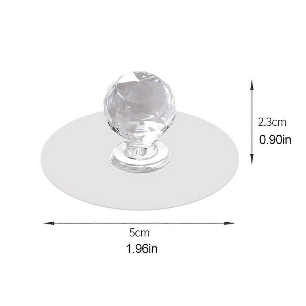 2Pcs Self Adhesive Knobs Acrylique No Drilling Mirror Cabinet Poignées Glass Glass Drawer Knobs