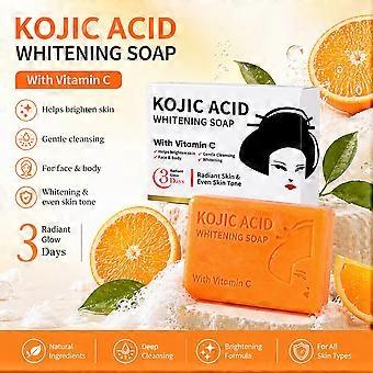 1/2/3PCS Skin Brightening Kojic Acid Soap, Face & Body Cleansing Bar with Vitamin C, Hyaluronic Acid & Collagen, Gentle Formula