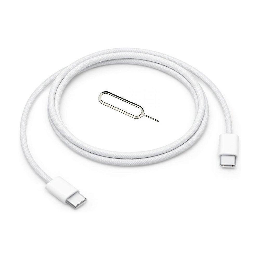 1M 60W USB-C to USB-C Woven White with SIM Eject Tool