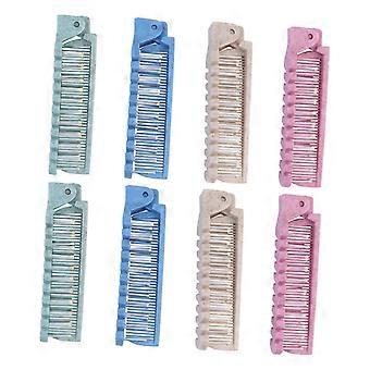 8pcs Travel Foldable Comb Set Double-Headed Anti-Static Hair Folding Comb for Curly Hair Compact and Portable Brush for Men and Women Random Color