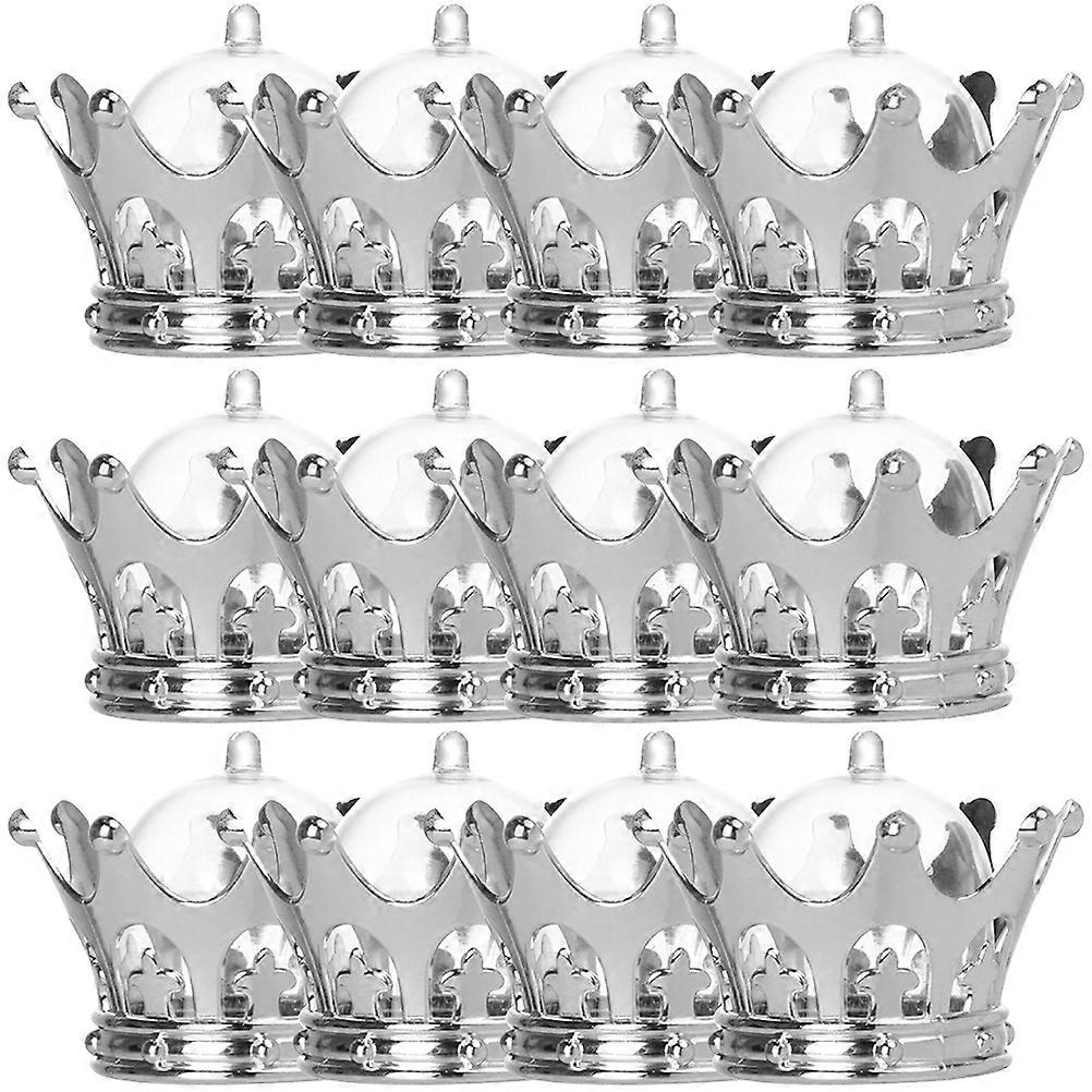 12Pcs Silver Boxes for Storage Plastic Crown Shaped Containers
