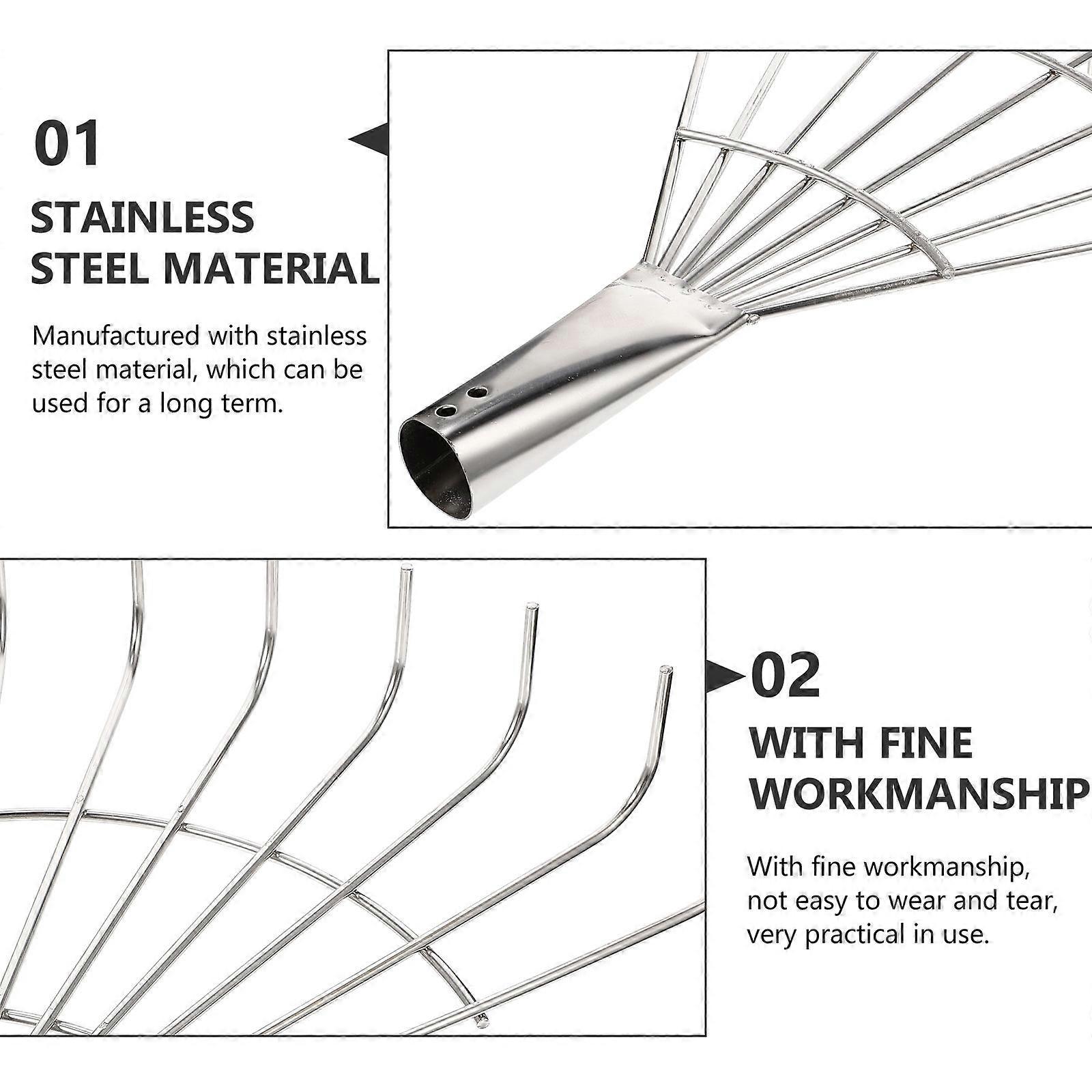 Silver Garden Rake Stainless Rake for Weeding 8 Tooth