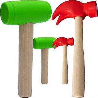 Wooden Hammer Toy Simulation Hammer for Playing Use 4Pcs Set