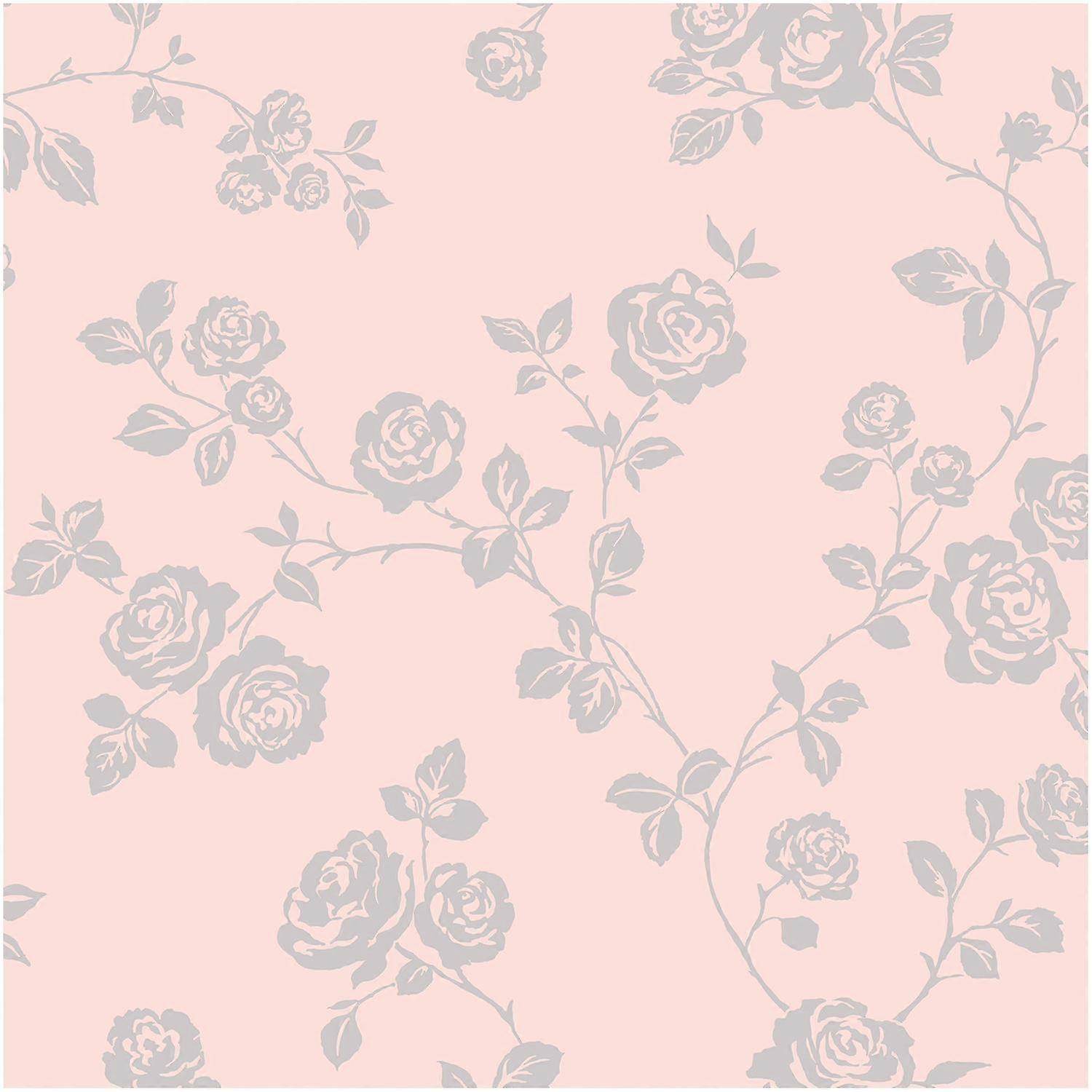 Soft Pink Glitter Floral Wallpaper