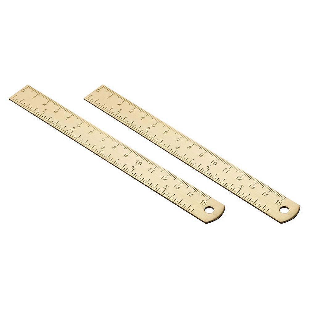 Multi-Function Straight Rulers Brass Ruler for Study 2Pcs Vintage Bookmark