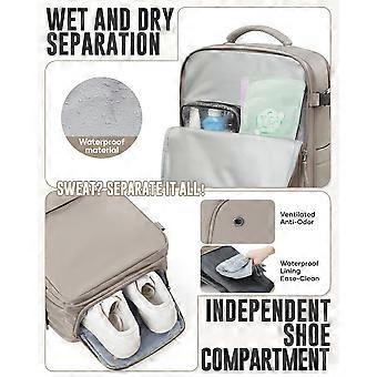 Inflatable Mattress with Pump and Waterproof Vacuum Travel Backpack Carry On, Grey Brown