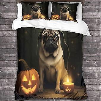 uihh1702 LikeEj Dog Duvet Cover Set Animal Bedding Set 3 Pieces, Soft Microfiber 3D Halloween Pattern Quilt Cover Zipper Closure with Pillow Cases