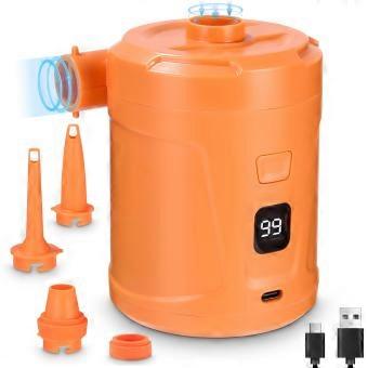 Pompa d'aria elettrica, 5200 mAh, pompa d'aria ricaricabile a batteria, mini pompa d'aria con 3 ugelli.