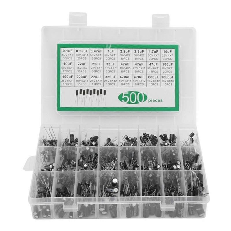 Multifunction  500PCS Electrolytic Capacitor Collection Completes Electrolytic Capacitor for Electronics & Circuit Building