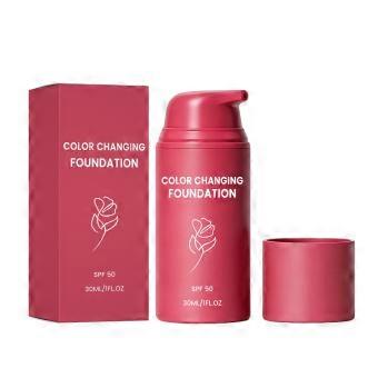 Temperature changing foundation liquid for AMZ smooth natural texture light non greasy no caking easy to apply simple to use