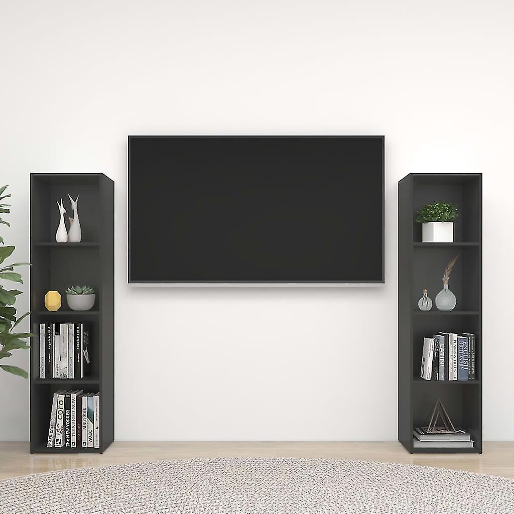 Tv Cabinets 2 Pcs Grey 142.5x35x36.5 Cm Chipboard