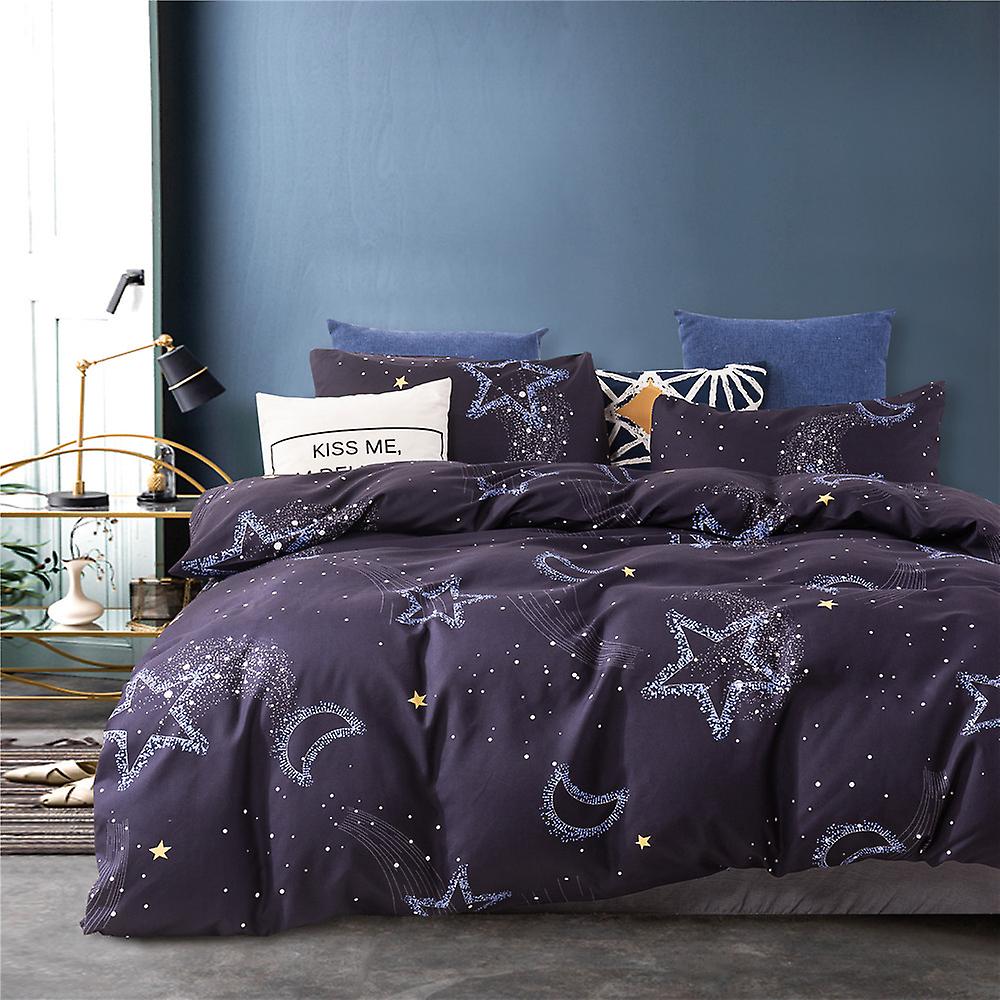 Bedding Set With 1 Microfiber Duvet Cover And 2 Pillowcases, 228 X 228 Cm, 50 X 66 Cm, The Stars And The Moon, Three Piece Pillowcase Quilt Cover