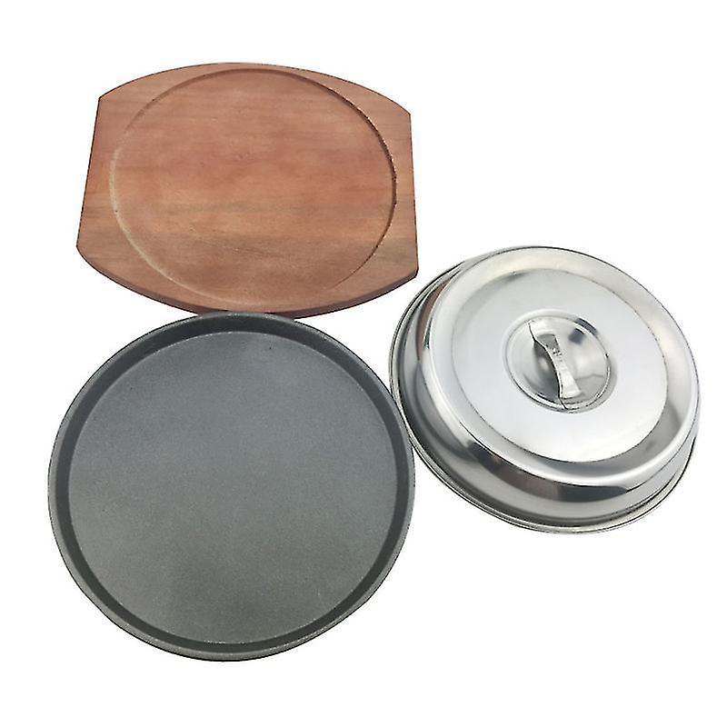 21X21cm Assorted Color Roasting Pans 1 Set Household Wooden Teppanyaki Plate With Lid Red Wooden Boa