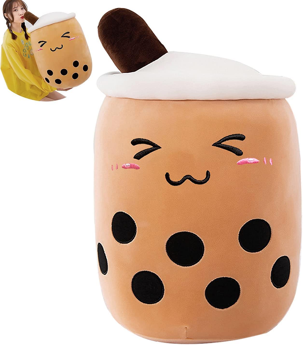 Brinquedo de Pelúcia Boba Tea de 9,8 Polegadas Marrom Pérola Leite Chá Bolha Travesseiro de Pelúcia Almofada de Abraço Macio para Casa (Marrom, 9,8 polegadas)