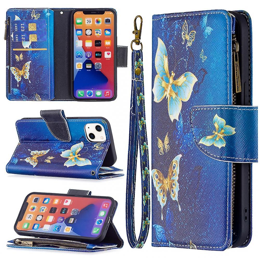 2 in 1 Case for compatible with iPhone 13 mini, Wallet Folio Flip with Magnetic Slim Shell, Card Holder, Wrist Strap, PU Leather Protective Cover