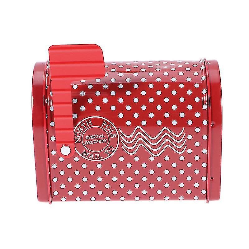 Christmas Theme Gift Box Mailbox Shape Creative Tinplate Post Box For Candy Toys Decoration (dot Pattern)