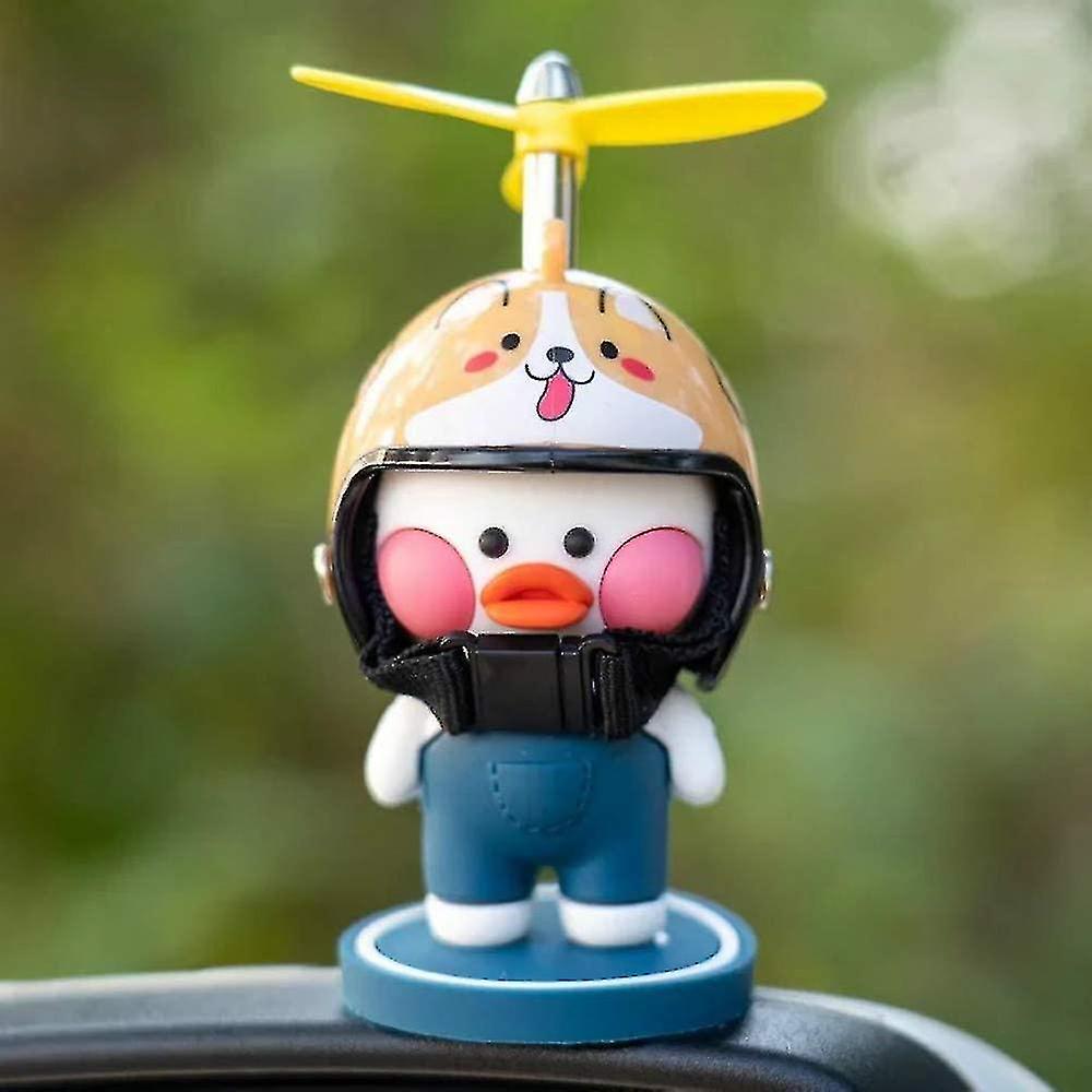 Duck Toy Car Dashboard Rearview Mirror Decoration Propeller Duck Auto Parts Helmet brown Dog