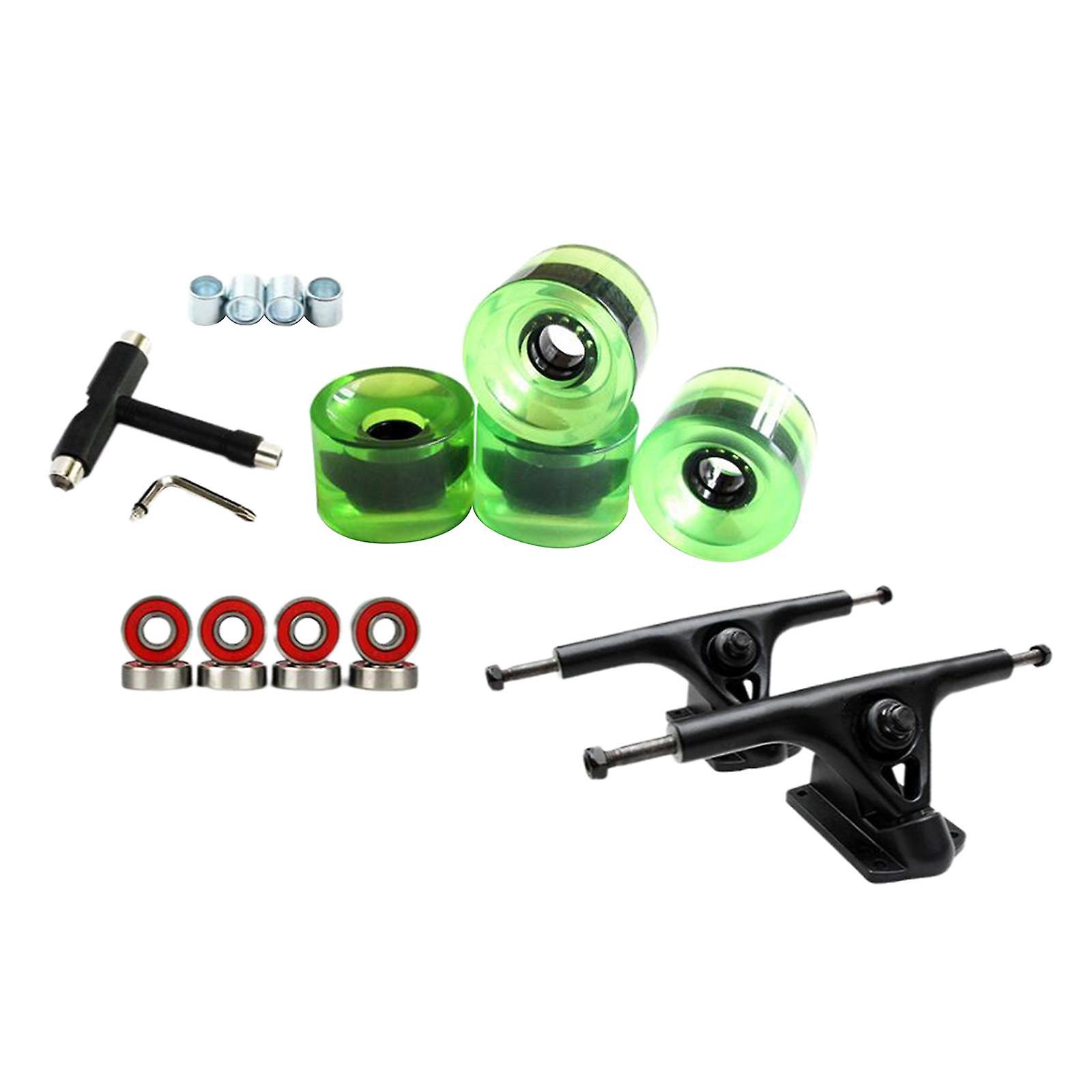 7'' Skateboard Trucks Bridge Hanger ABEC-11 Roulements Roues Partie Vert Clair