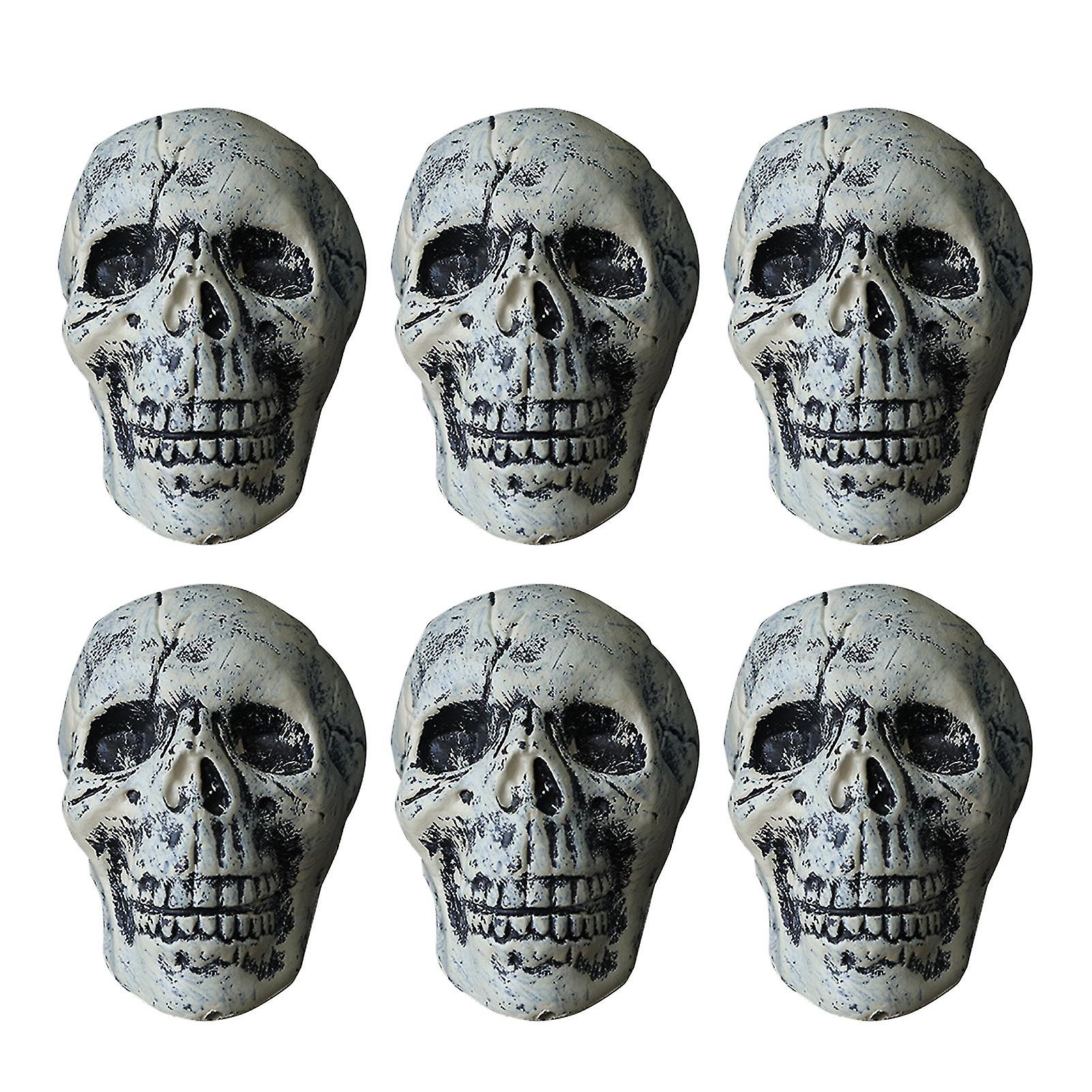 6 Pcs/set Halloween Skull Ornament Artificial Realistic Increase Atmosphere Durable Clear Texture Decorative Skeleton Horror Halloween Skull St
