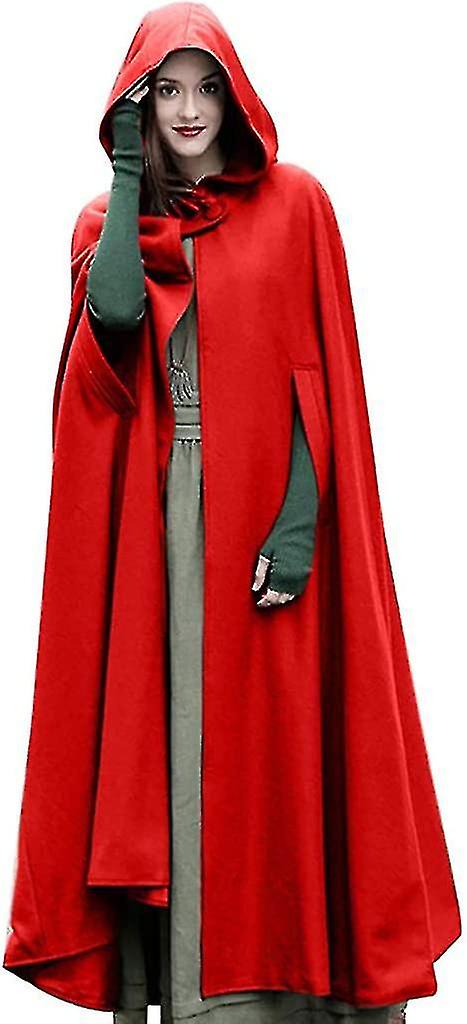 Women's Hooded Maxi Loose Poncho Open