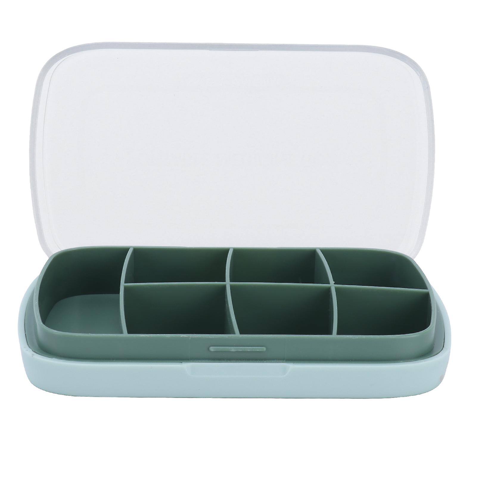 Portable Sealed Tablet Box 7Grid LargeCapacity Storage Medicine Container Green for Travel