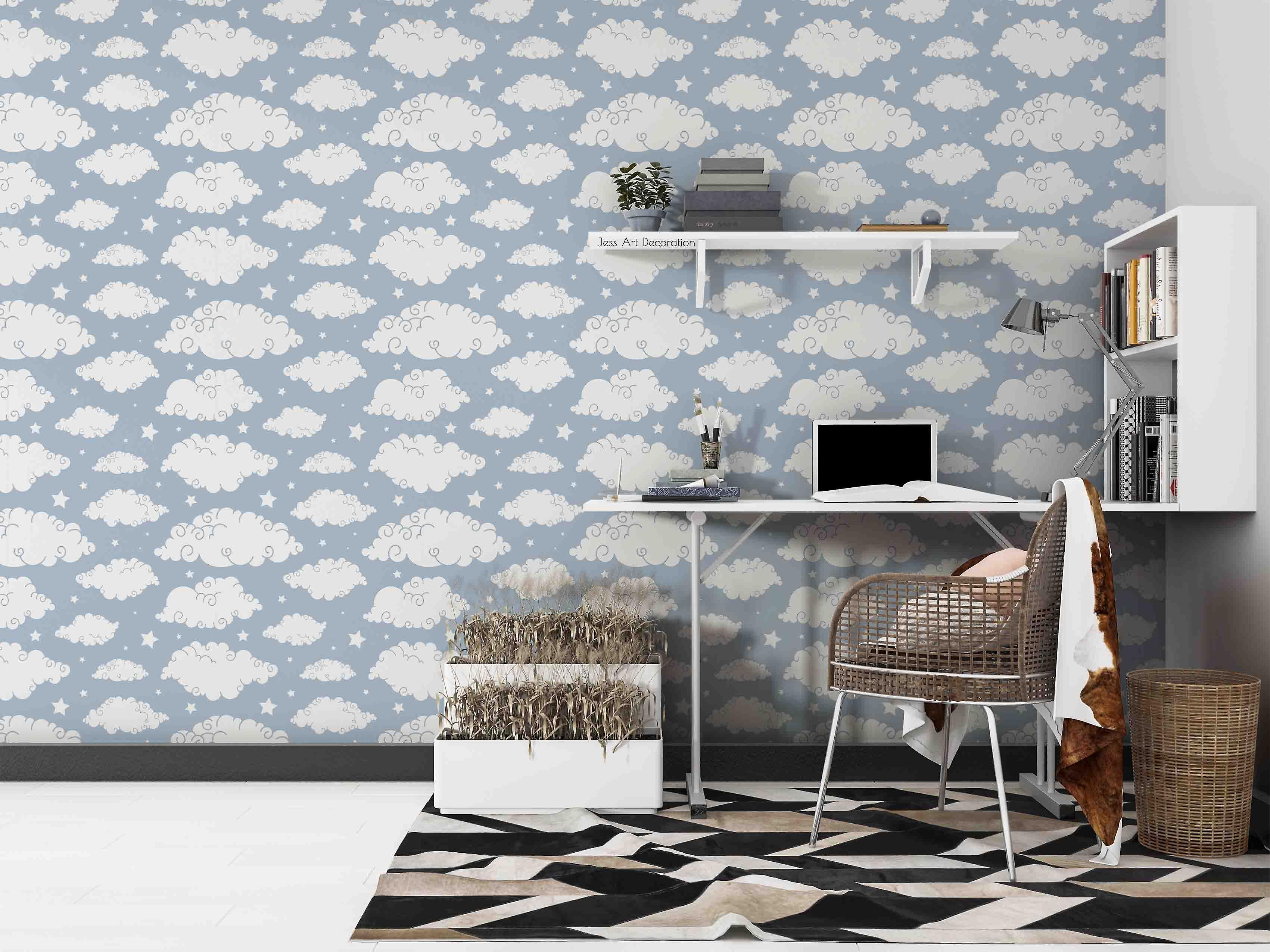 3D Abstract White Clouds Pattern Wall Mural Wallpaper Gd 3028