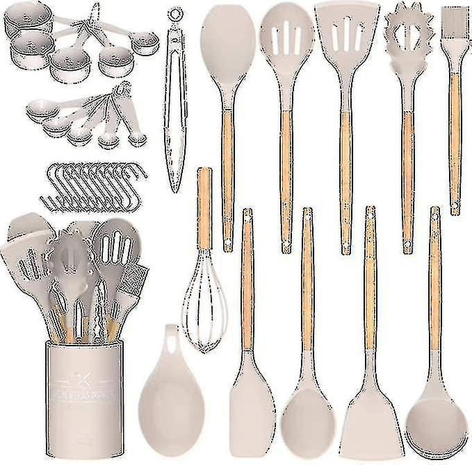 Kitchen Cooking Utensils Set 33 Pcs Non-stick Silicone Cooking Kitchen Utensils Spatula Set