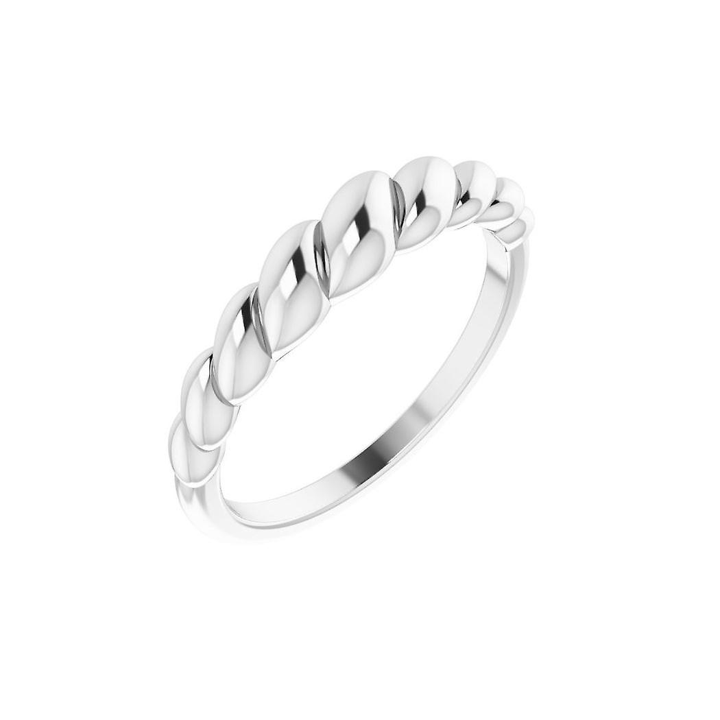 Bague en argent sterling 925 poli, forme dôme corde, taille 7 pour femme - 2,9 grammes
