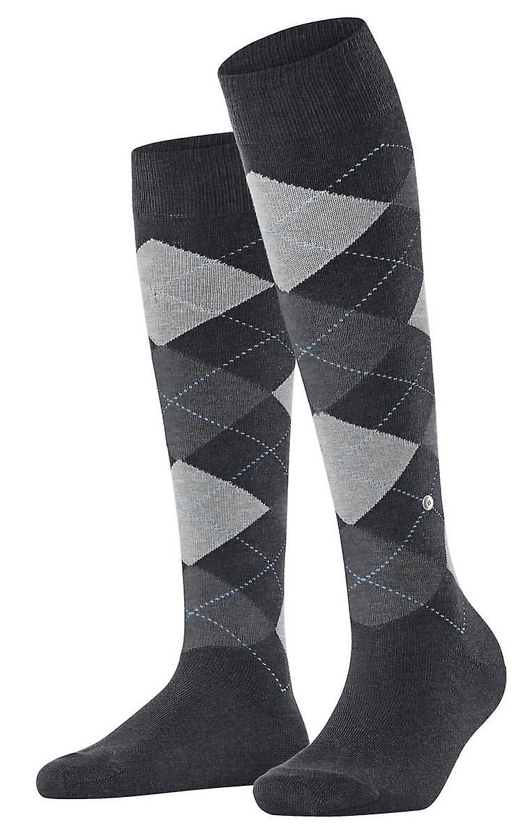 Burlington Queen Knee High Socks - Oil Black/Grey