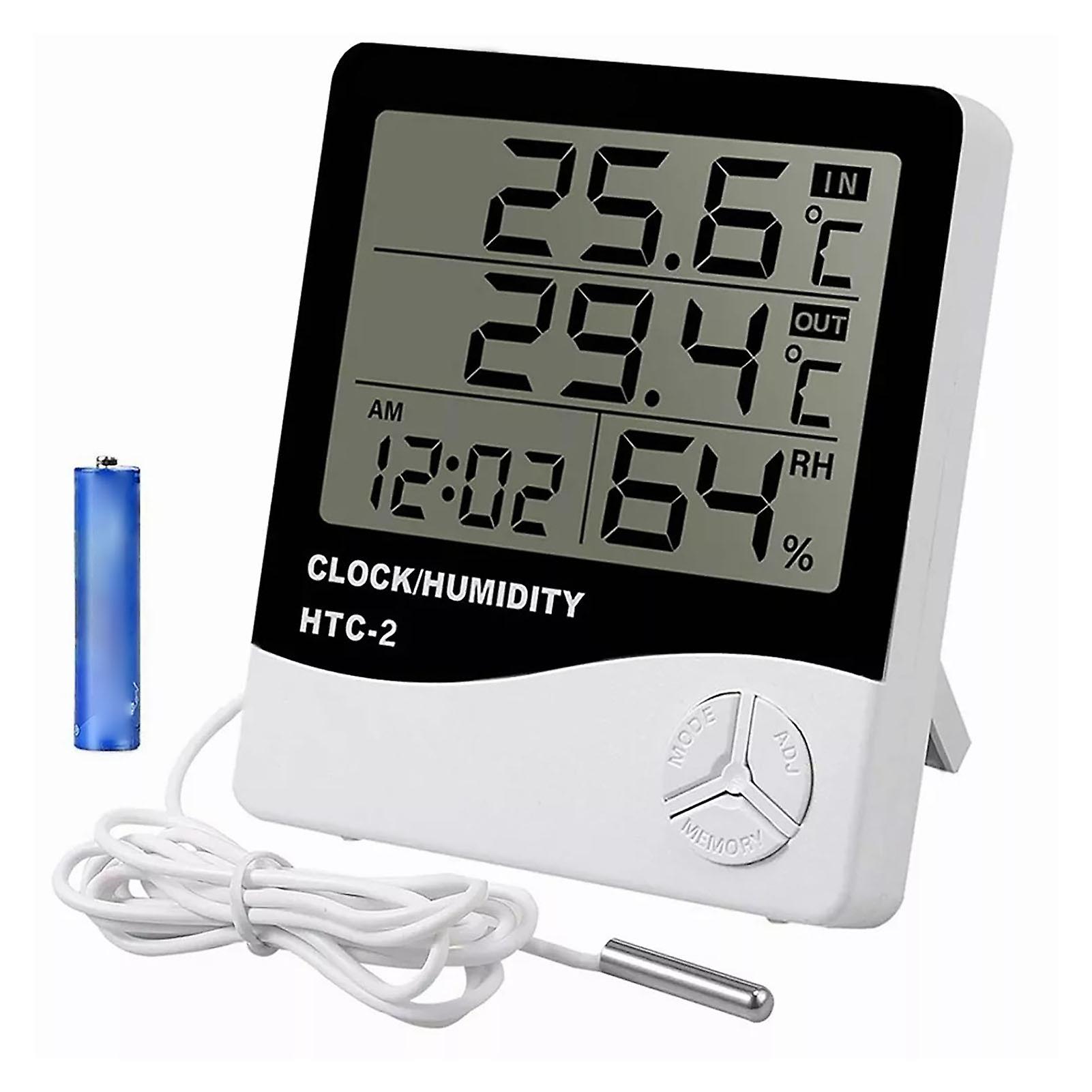 Digital Indoor Outdoor Thermometer Hygrometer Dual Temperature Display with Probe Large LCD Screen Wall-Mounted or Freestanding Design Battery Include