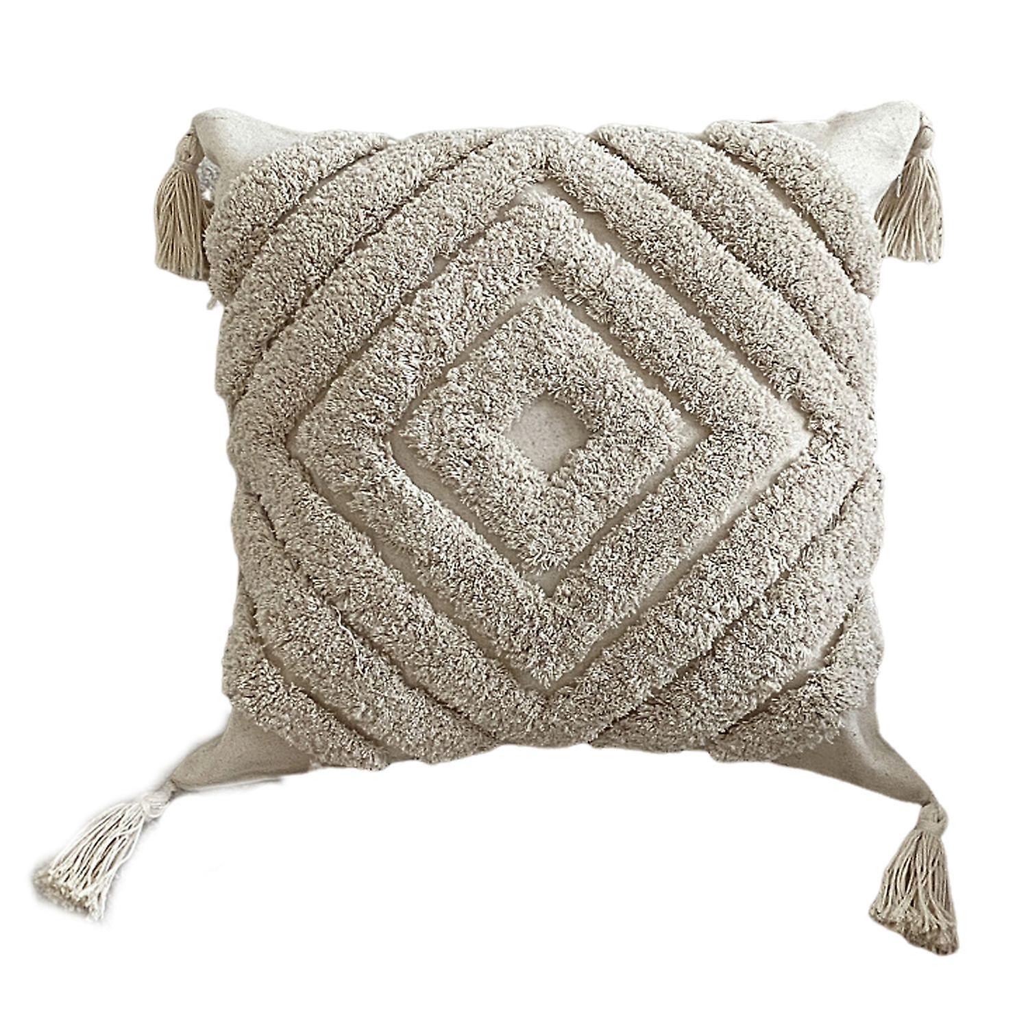 Roadoor Pillowcase Stylish Bohemian Ethnic Tassel Design Thickened Embroidered Sofa Bedside Cushion