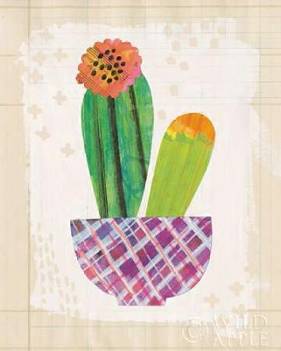 Collage Cactus II on Graph Paper Poster