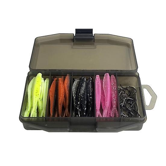 61 Stück/Satz Angeln weicher Köder Widerhaken Kit Süßwasser Meerwasser universell künstlich bunt Glitzer Scherenschwanz weicher Köder Angelzubehör