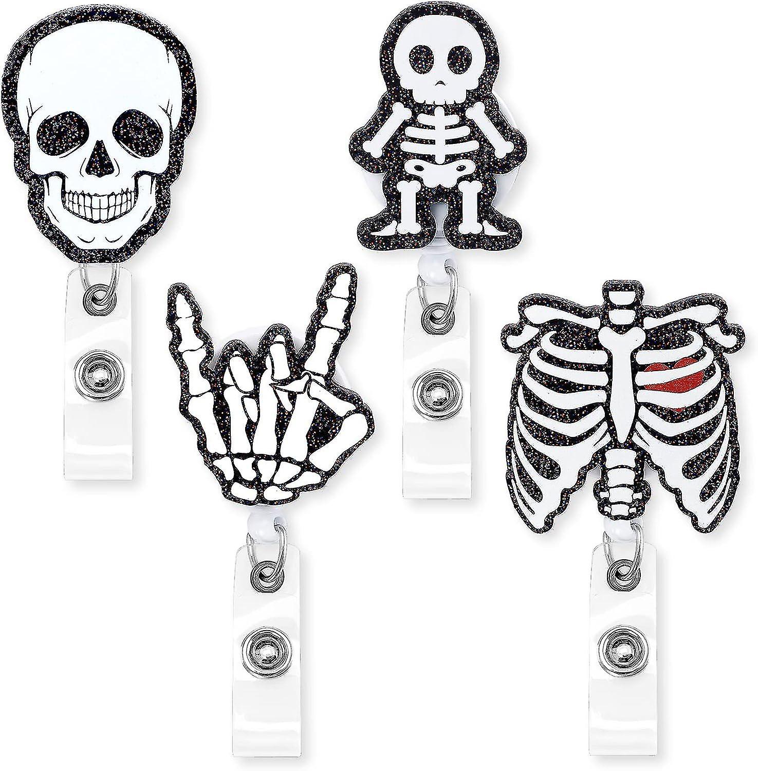 Xray Reels, 4pcs Nurse Reels Retractable Holders With Alligator Clip, Rib Patterns Id Clip