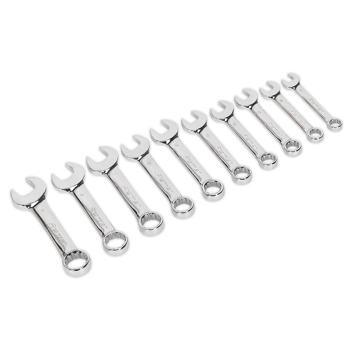 Sealey Ak633 Combination Spanner Set 10Pc Stubby Metric