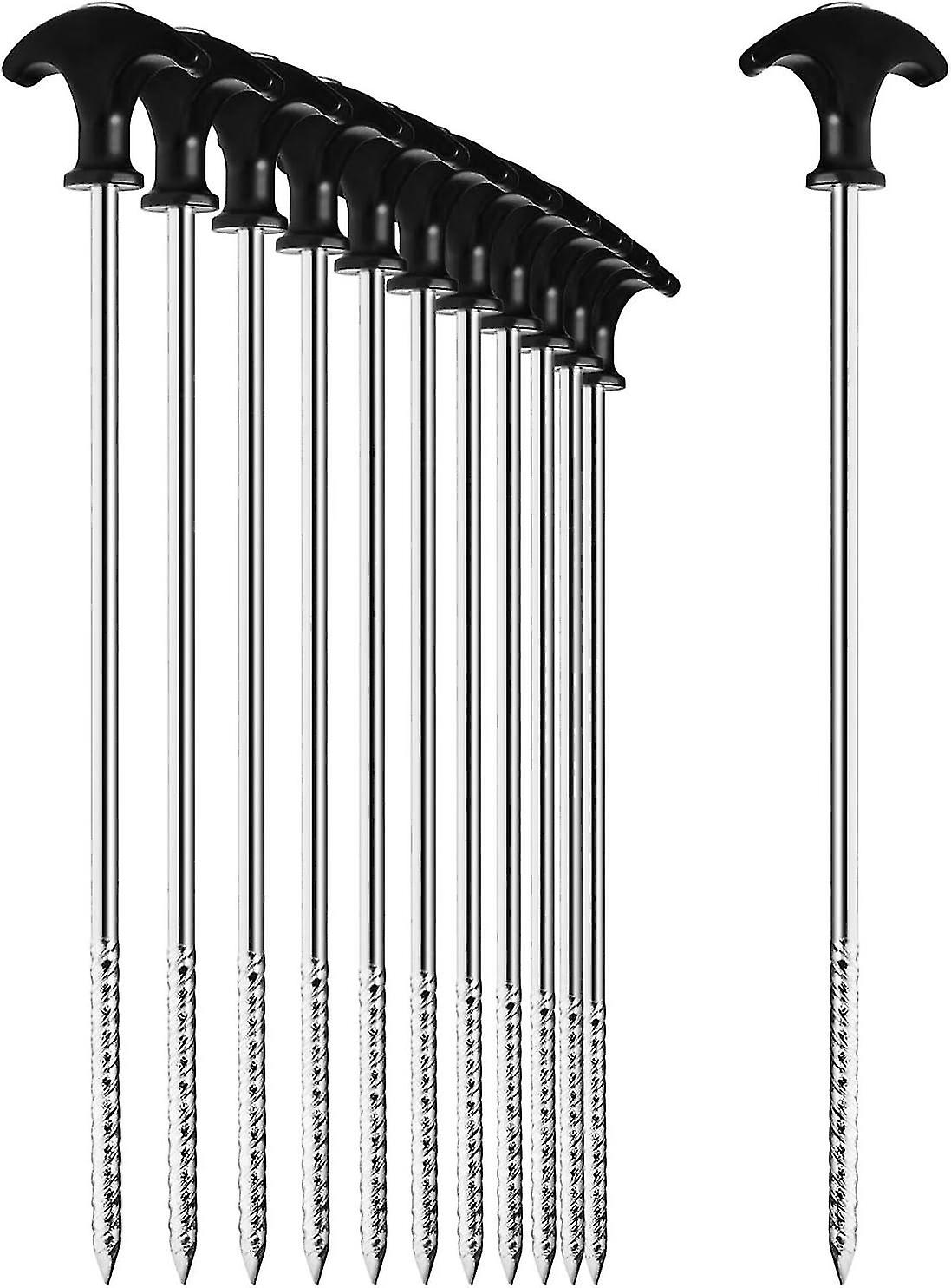 12x Steel Tent Pegs - Heavy Duty Ground Pegs with Thread for Camping and Outdoors - Ideal for Normal