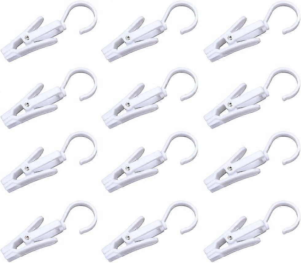 12 Pieces Laundry Hooks Clips Clothes Pins Rotating Laundry Hook Hanging Clips, White