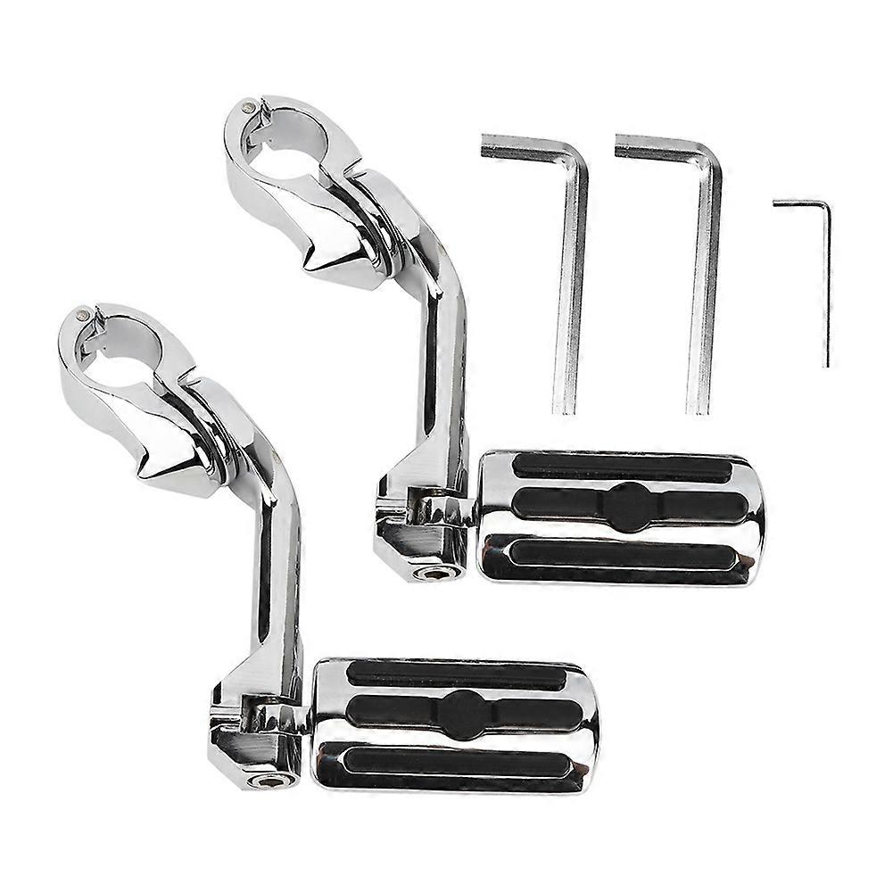 Pair Adjustable Long Handle Footrest Bracket with Three Colloidal Particle Foot Pegs Silver Black Fit for Ultra Classic FLHTCU E2U511