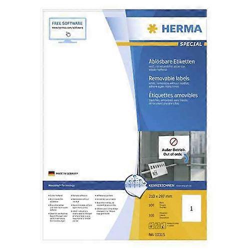 Herma Premium Quality Self-Adhesive Removable Labels A4 100 Pieces (White)